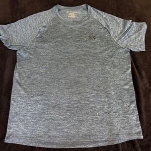 Under‎ Armour Tech Tee Mens XL Blue Space Dye Heather Performance T-Shirt Raglan